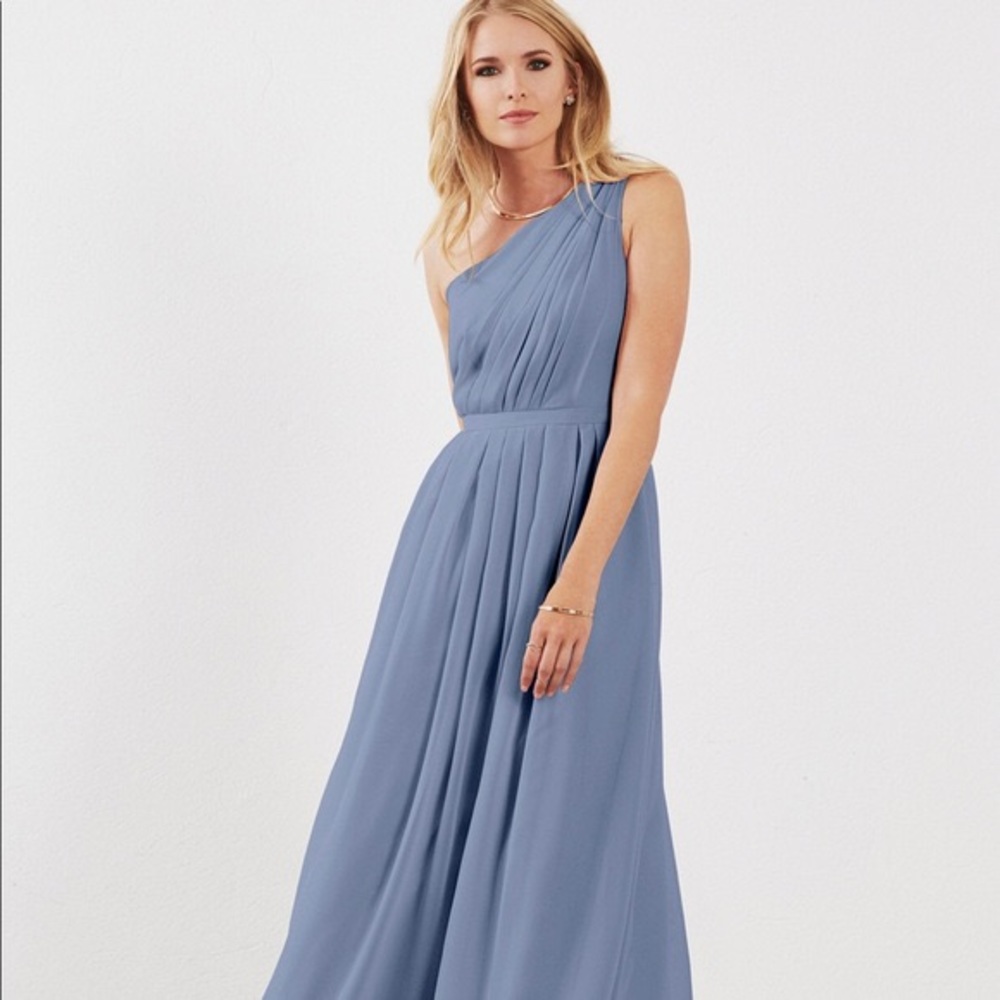 One Shoulder Dusty Blue Gown (Savannah)
